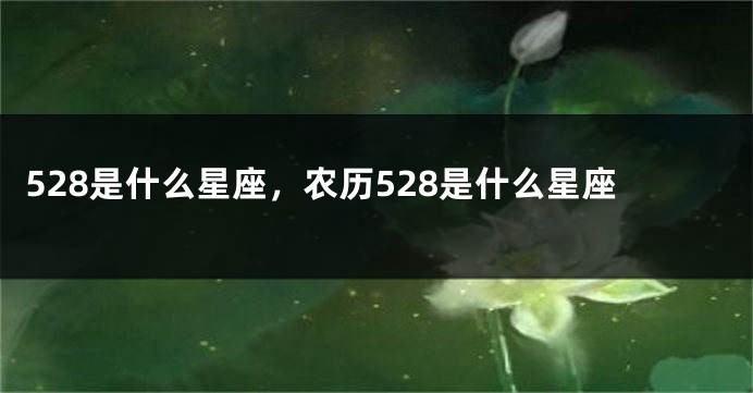 528是什么星座，农历528是什么星座