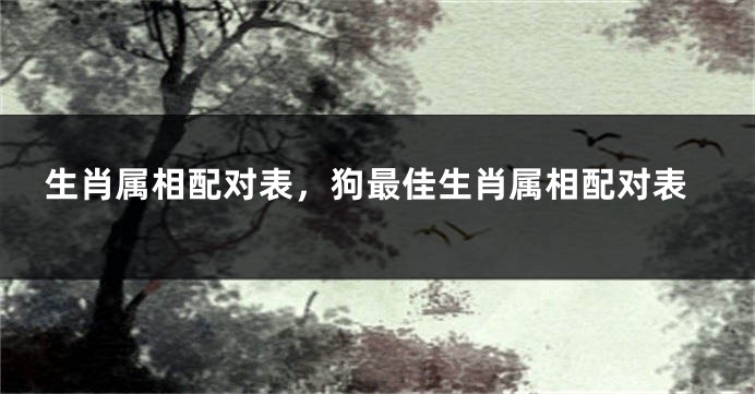 生肖属相配对表，狗最佳生肖属相配对表