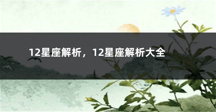 12星座解析，12星座解析大全