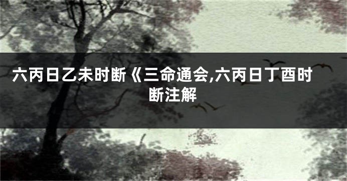 六丙日乙未时断《三命通会,六丙日丁酉时断注解