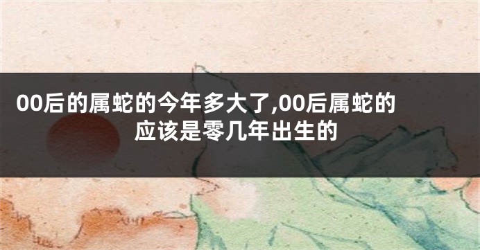 00后的属蛇的今年多大了,00后属蛇的应该是零几年出生的