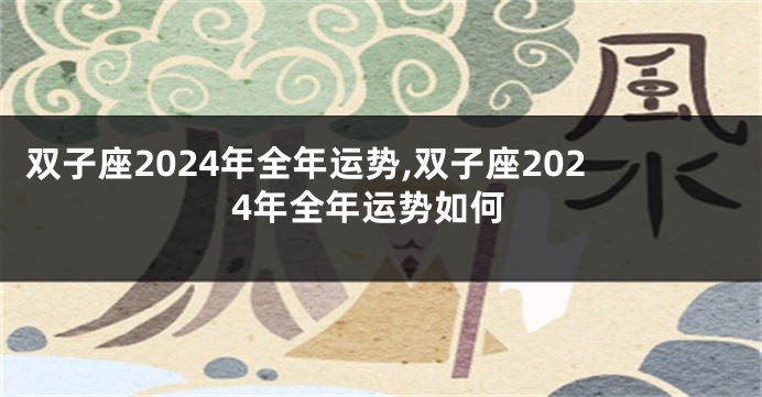 双子座2024年全年运势,双子座2024年全年运势如何