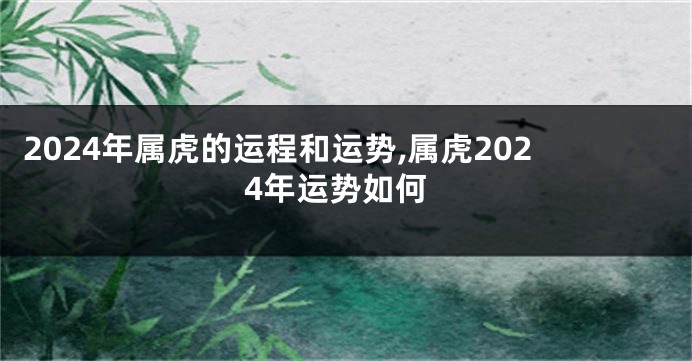 2024年属虎的运程和运势,属虎2024年运势如何